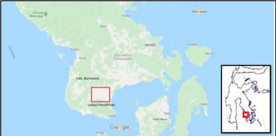 Gambar 1. Peta Lokasi Penelitian di daerah Wumbubangka,  