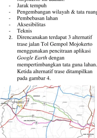 Gambar 4 Peta alternatif trase 