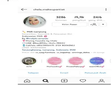 Gambar 1.  Profil Akun Chels Make-Up Artist di Instagram 