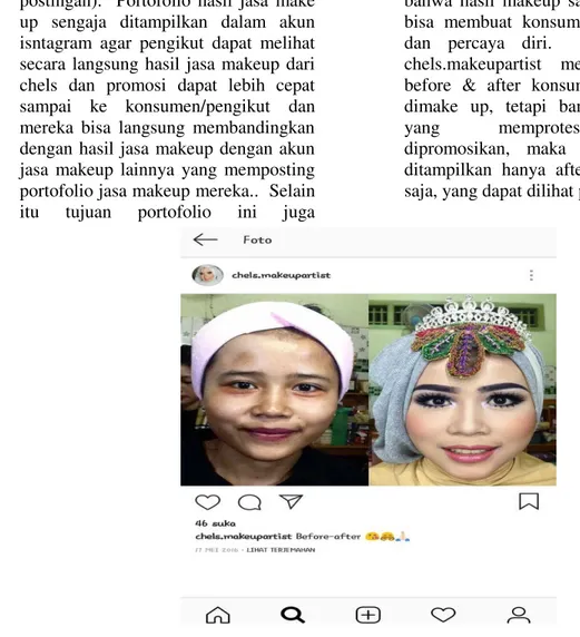 Gambar 6.  Contoh Postingan Portofolio  Hasil Jasa Makeup Chels.makeupartist.  6.   Iklan  beauty  class  (6  postingan)