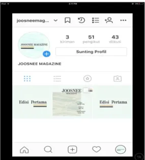 Gambar 1. Tampilan Profile Instagram JOOSNEE MAGAZINE 