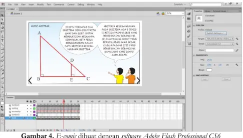 Gambar 4. E-comic dibuat dengan software Adobe Flash Professional CS6