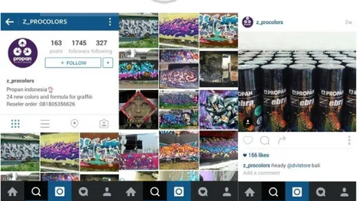 Gambar 1.1. Konten instagram z_procolors (Zebra Pro) dan store reseller lainnya  (sumber : instagram @z_procolors dan @dvlstore) 