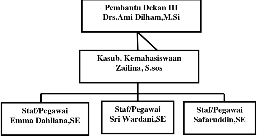 Gambar 2.2 Struktur organisasi pada bagian Kemahasiswaan FE USU Sumber. Kemahasiswaan Fakultas Ekonomi Universitas Sumatera Utara         2012  