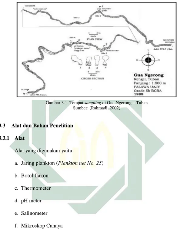Gambar 3.1. Tempat sampling di Gua Ngerong – Tuban   Sumber: (Rahmadi, 2002) 