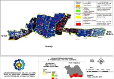 Gambar 1. Peta Tipologi Permukiman Kumuh di Pinggiran Selatan Kota  Surabaya 