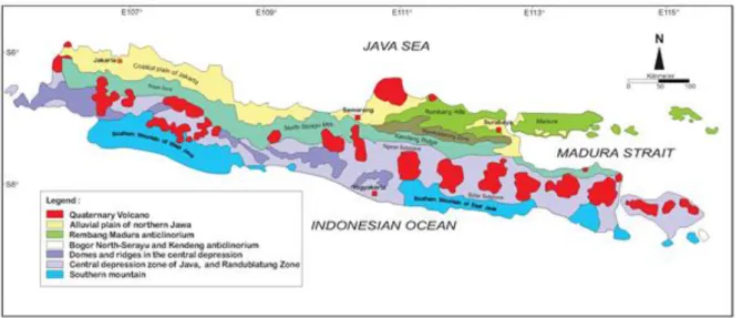 Gambar 2. Fisiografi Pulau Jawa   (Bemmelen, 1949) 