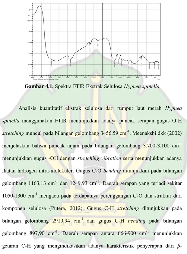 Gambar 4.1. Spektra FTIR Ekstrak Selulosa Hypnea spinella 