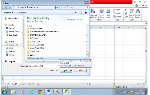 Gambar 9.8 : Kotak Dialog Open pada Ms Excel 2010