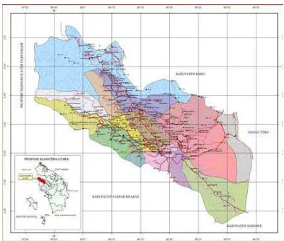 Gambar 2.1 Peta Wilayah Administrasi Pemerintahan Derah Kabupaten Dairi 