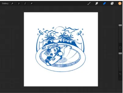 Gambar 3.8 Sketsa Artwork  Sumber: Screen Capture Procreate 