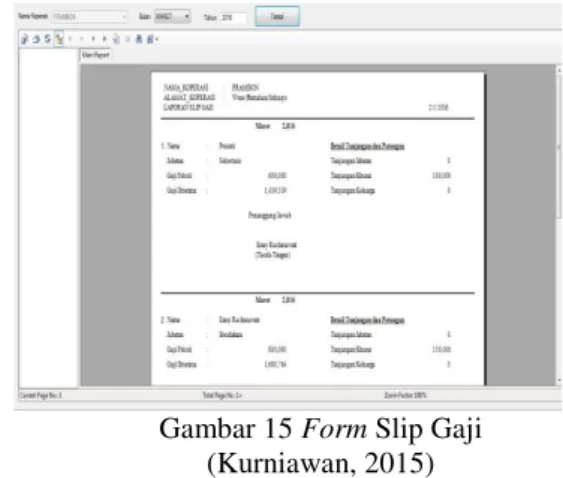 Gambar 15 Form Slip Gaji  (Kurniawan, 2015) 