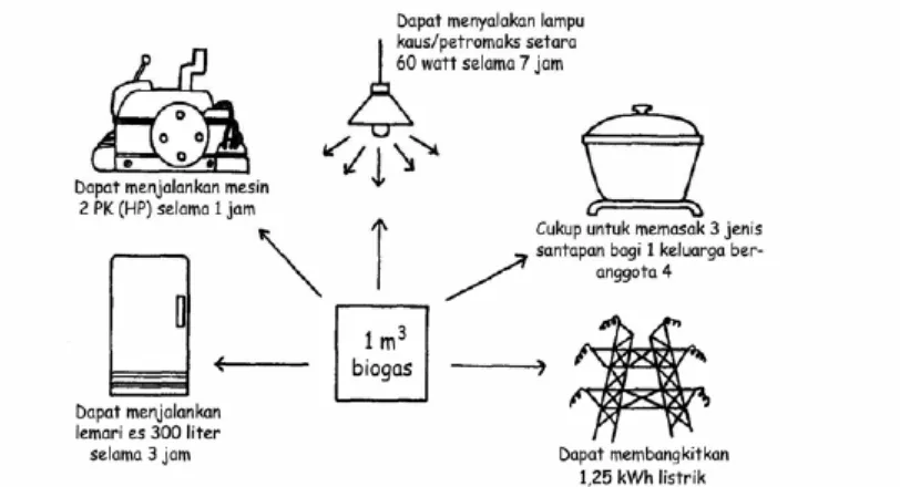 Gambar 2.1 Penggunaan biogas untuk berbagai aplikasi (Kosaric dan 