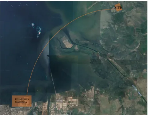 Gambar 4. 2 Akses Laut Muara Gembong  Sumber: Diakses Penulis dari Google Earth, 2021 
