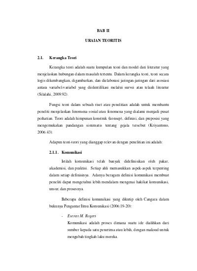 BAB II URAIAN TEORITIS 2.1. Kerangka Teori - Efektivitas Media Dalam ...