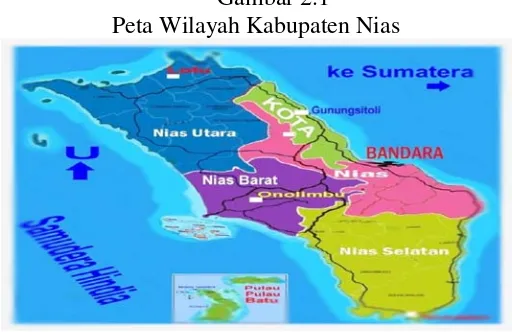 Gambar 2.1 Peta Wilayah Kabupaten Nias 