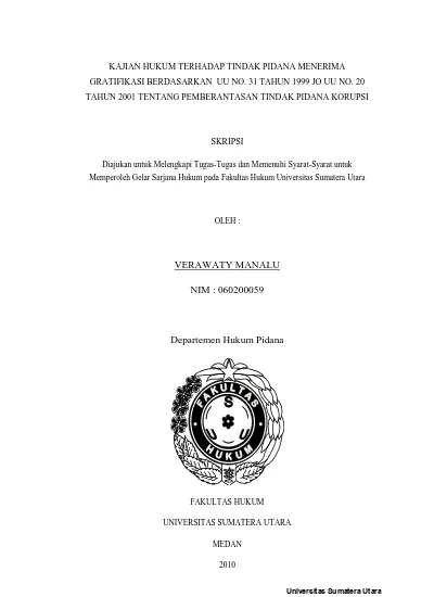 Kajian Hukum Terhadap Tindak Pidana Menerima Gratifikasi Berdasarkan UU ...