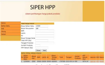 Gambar 4. Form Hitung HPP 