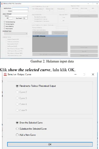 Gambar 2. Halaman input data  e) Klik show the selected curve, lalu klik OK. 