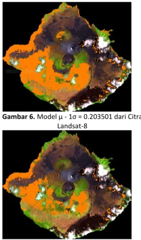 Gambar 9. Model μ - 1σ = 0.203501 dari Citra MODIS 