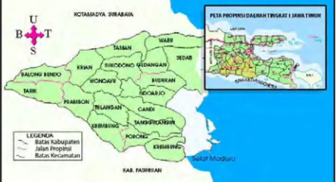 Gambar 3.1 Peta Lokasi Penelitian  Sumber :Humas DPRD Kab. Sidoarjo, 2013 