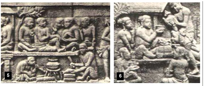 Gambar 5.Relief Karmawibangga pada Candi Borobudur menggambarkan kegiatan penggunaan air  masyarakatpurba pada saat itu untuk memasak.Gambar 6