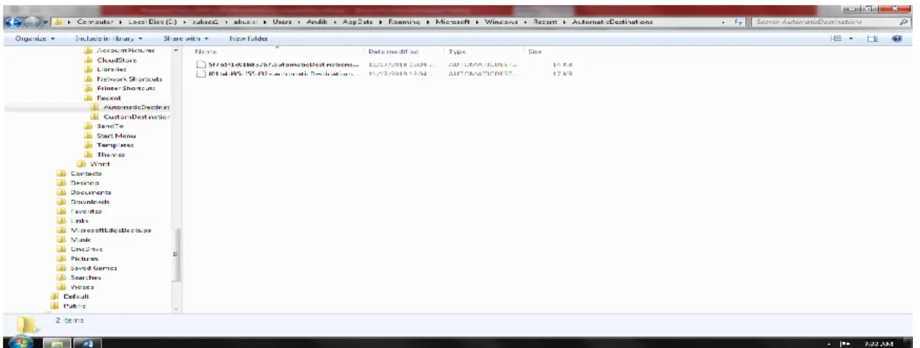 Gambar 4.6 Direktori AutomaticDestinations setelah dilakukan penghapusan 