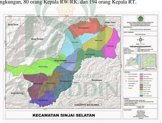 Gambar 2.2.   Peta Kecamatan Sinjai Selatan (Pemkab Sinjai, 2013). 