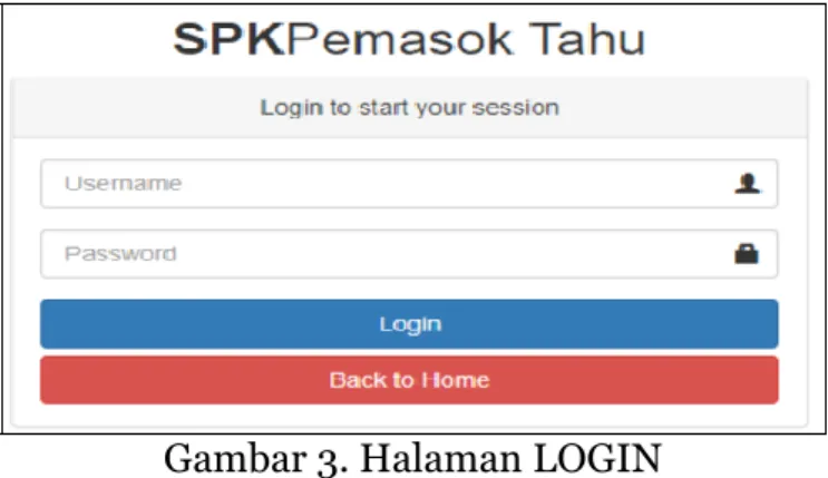 Gambar 3. Halaman LOGIN 