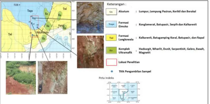 Gambar 1. Peta Geologi daerah Palangga yang  menunjukkan satuan batuan menurut  Simandjuntak et al