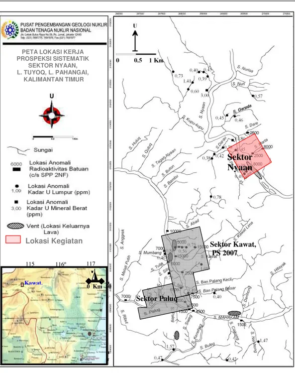 Gambar 1. Peta Lokasi Sektor Nyaan Kawat,0  Km  50 UUo116º  115º  117º  11L
