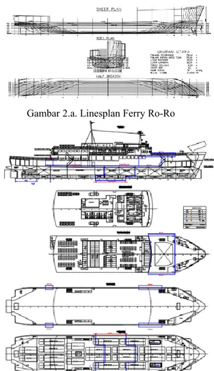 Gambar 2.a. Linesplan Ferry Ro-Ro 