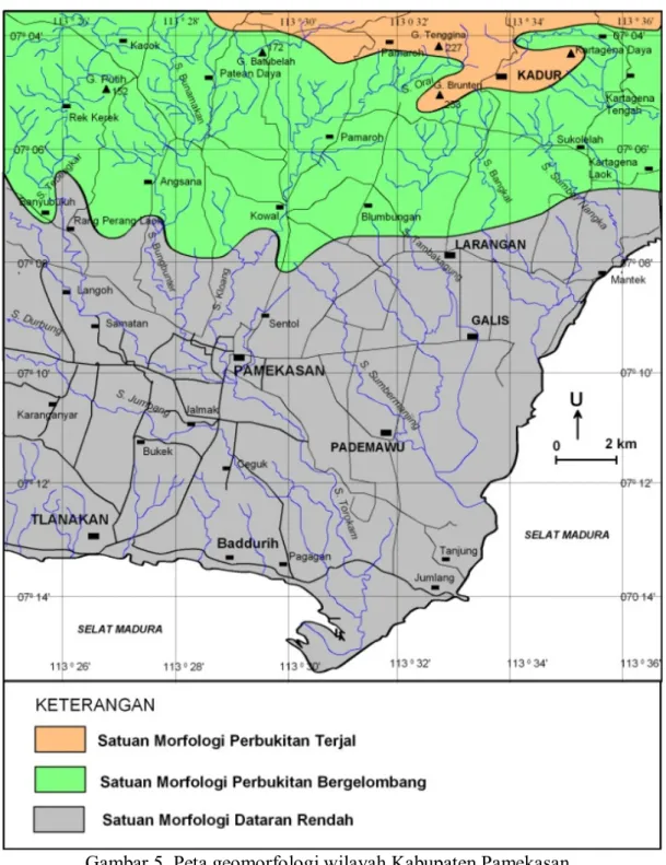 Gambar 5. Peta geomorfologi wilayah Kabupaten Pamekasan. Stratigrafi   