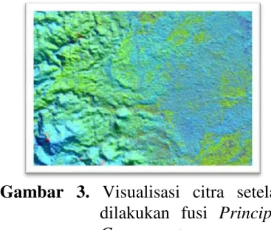 Gambar 2.  Bukit gunungapi tua  terdenudasi sedang  berbatuan breksi dengan  pola patahan (hitam)  dan igir meruncing  (merah) 