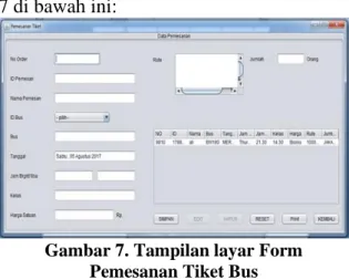 Gambar 8. Tampilan  Form Data Bus 