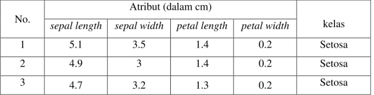 Tabel 3.1. Iris dataset 