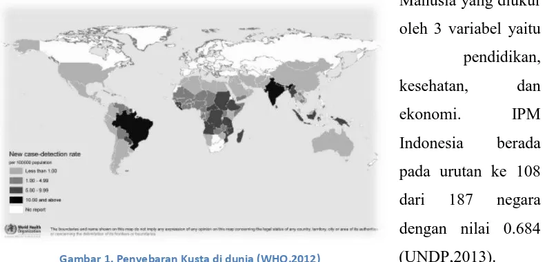 Gambar 1. Penyebaran Kusta di dunia (WHO,2012) 