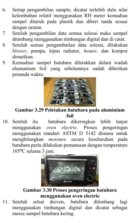 Gambar 3.29 Peletakan batubara pada aluminium foil