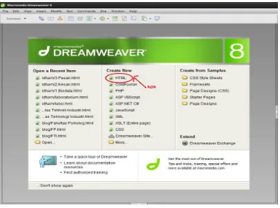 Gambar 2.2 Tampilan Macromedia Dreamweaver 8 