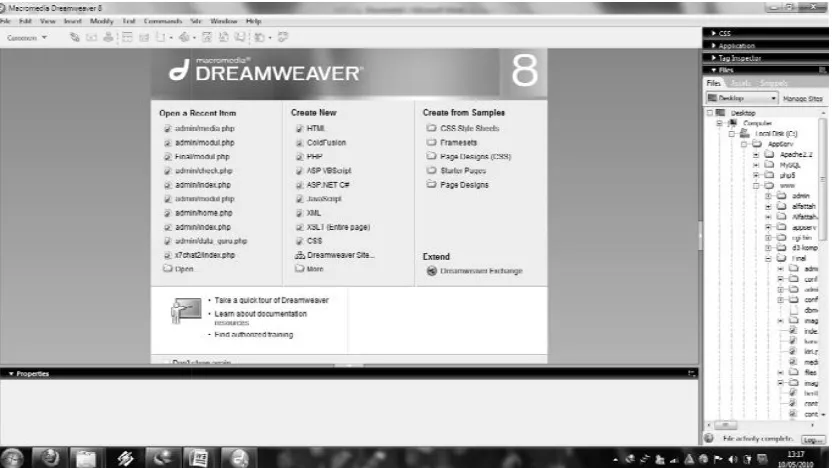 Gambar 2.2 Tampilan Start page Macromedia Dreamweaver 8Gambar 2.2 Tampilan Start page Macromedia Dreamweaver 8Gambar 2.2 Tampilan Start page Macromedia Dreamweaver 8