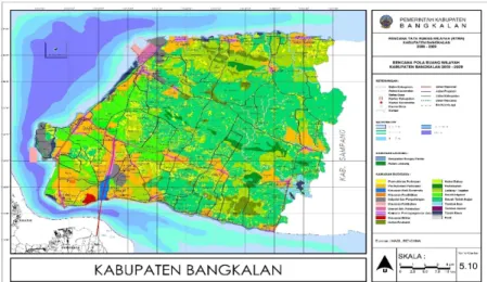 Gambar 4.1 Peta Rencana Tata Ruang Wilayah Kabupaten Bangkalan  (Badan Perencanaan dan Pengembangan Daerah, 2009) 