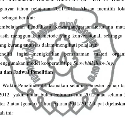 Tabel 1. Jadwal Penelitian 