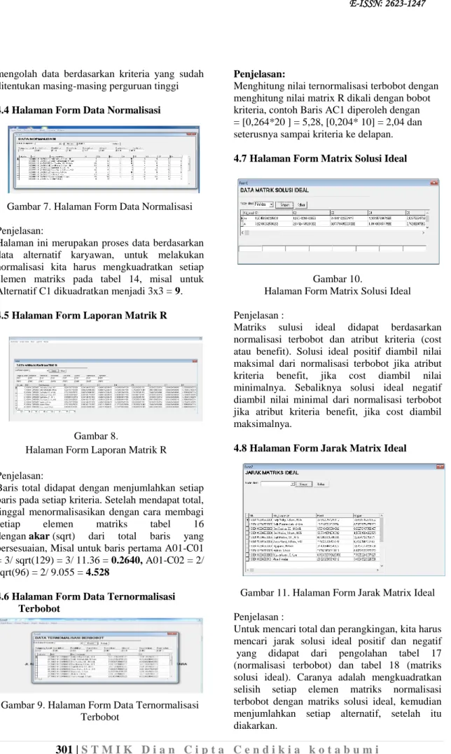 Gambar 7. Halaman Form Data Normalisasi  Penjelasan: 