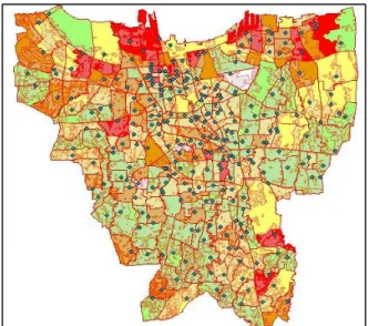 Gambar 9 Pengaruh Lokasi Pemukiman terhadap Indeks Pencemaran Kualitas  Air tanah 