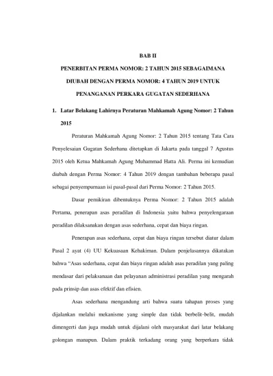 BAB II PENERBITAN PERMA NOMOR: 2 TAHUN 2015 SEBAGAIMANA DIUBAH DENGAN ...