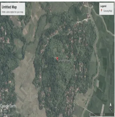 Gambar 2. Peta Lokasi Penelitian di Gunung Mujil Girimulyo                                       (Sumber : Google Earth, 2019)