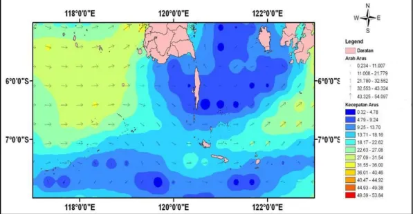 Gambar 1. Peta Pola Arus di Laut Flores (Elyerviana, 2011)  2.  Suhu 