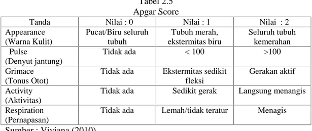 Tabel 2.5 Apgar Score