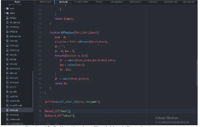 Gambar 15. Coding Algoritma Knuth Morris Pratt (lanjutan) 
