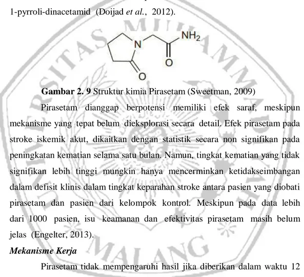 Gambar 2. 9 Struktur kimia Pirasetam (Sweetman, 2009) 